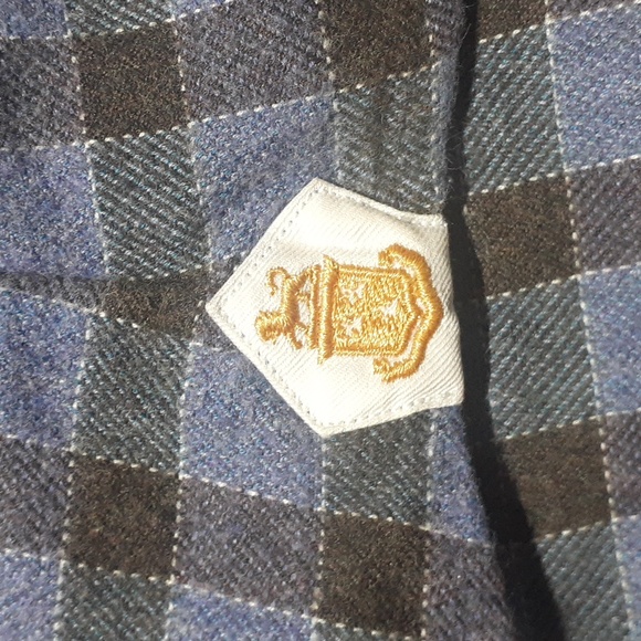 Robert Talbott Men's Tailored Flannel Shirt Blue Plaid Size Large - Picture 5 of 8